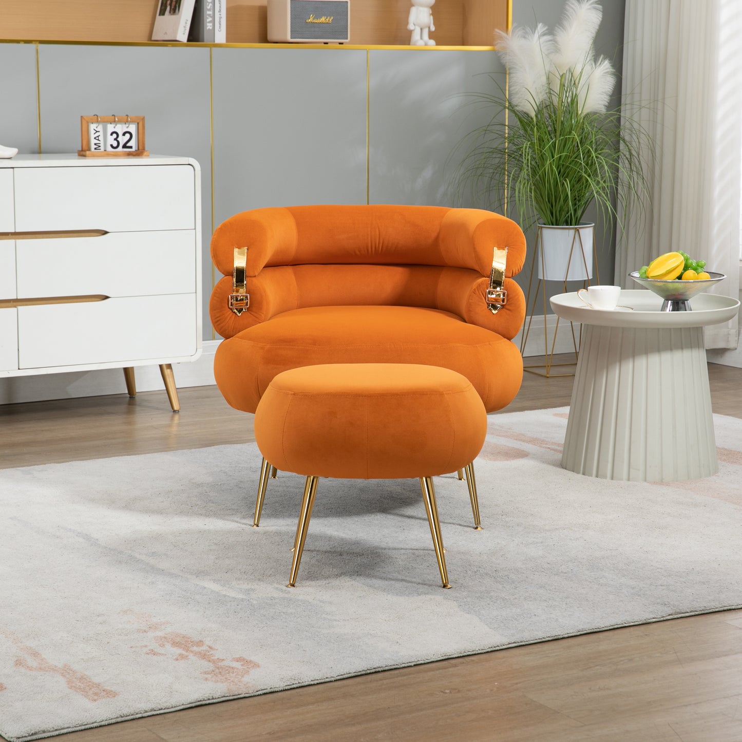 Velvet Accent Chair Modern Upholstered Armchair Tufted Chair with Metal Frame, Single Leisure Chairs  for Living Room Bedroom