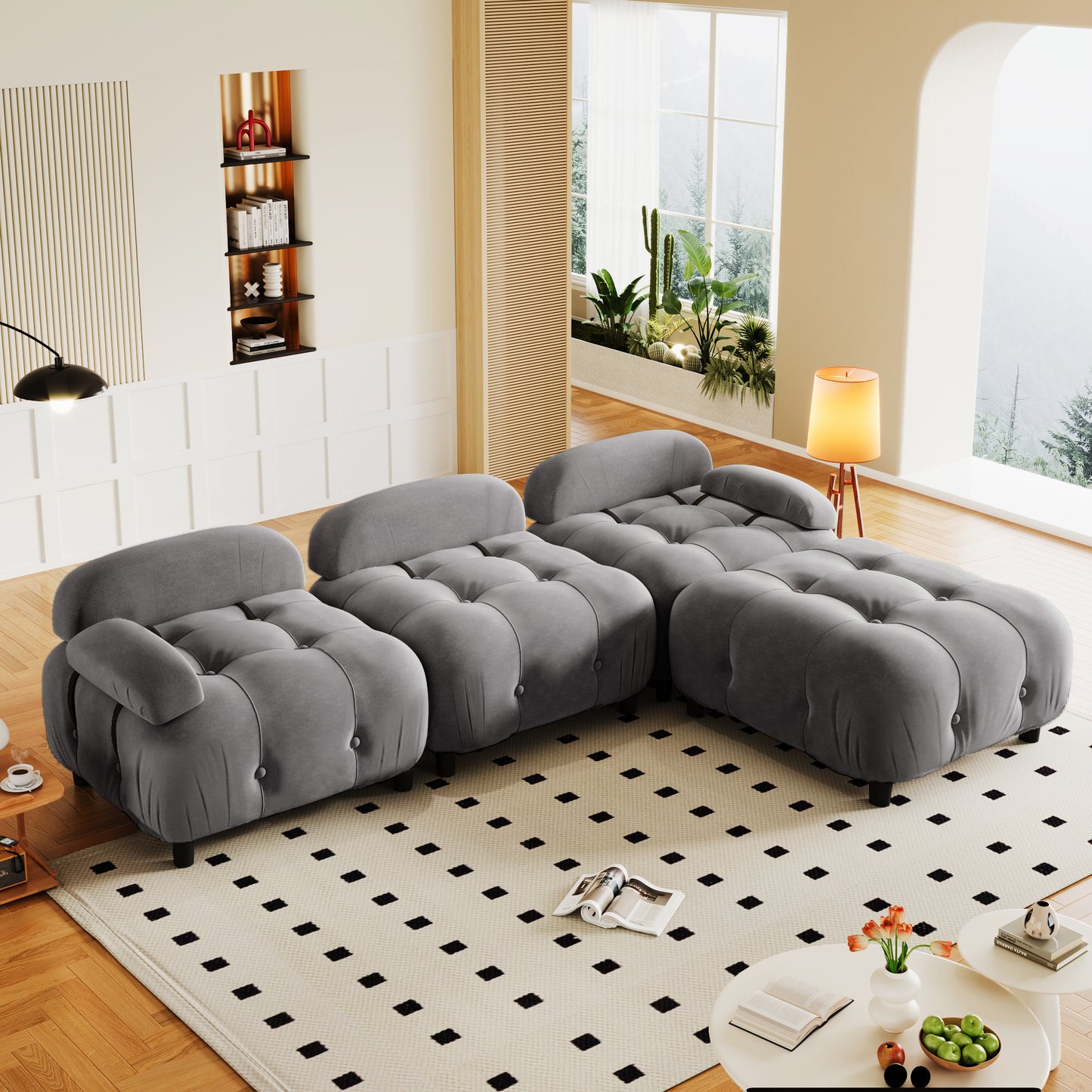 Upholstery Modular Convertible Sectional Sofa, L Shaped Couch with Reversible Chaise