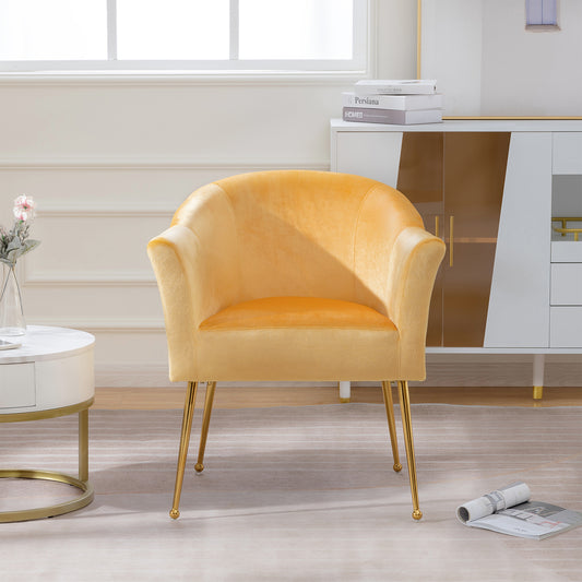 Velvet Accent Chair with  Wood Frame, Modern Armchair Club Leisure Chair with Gold Metal Legs