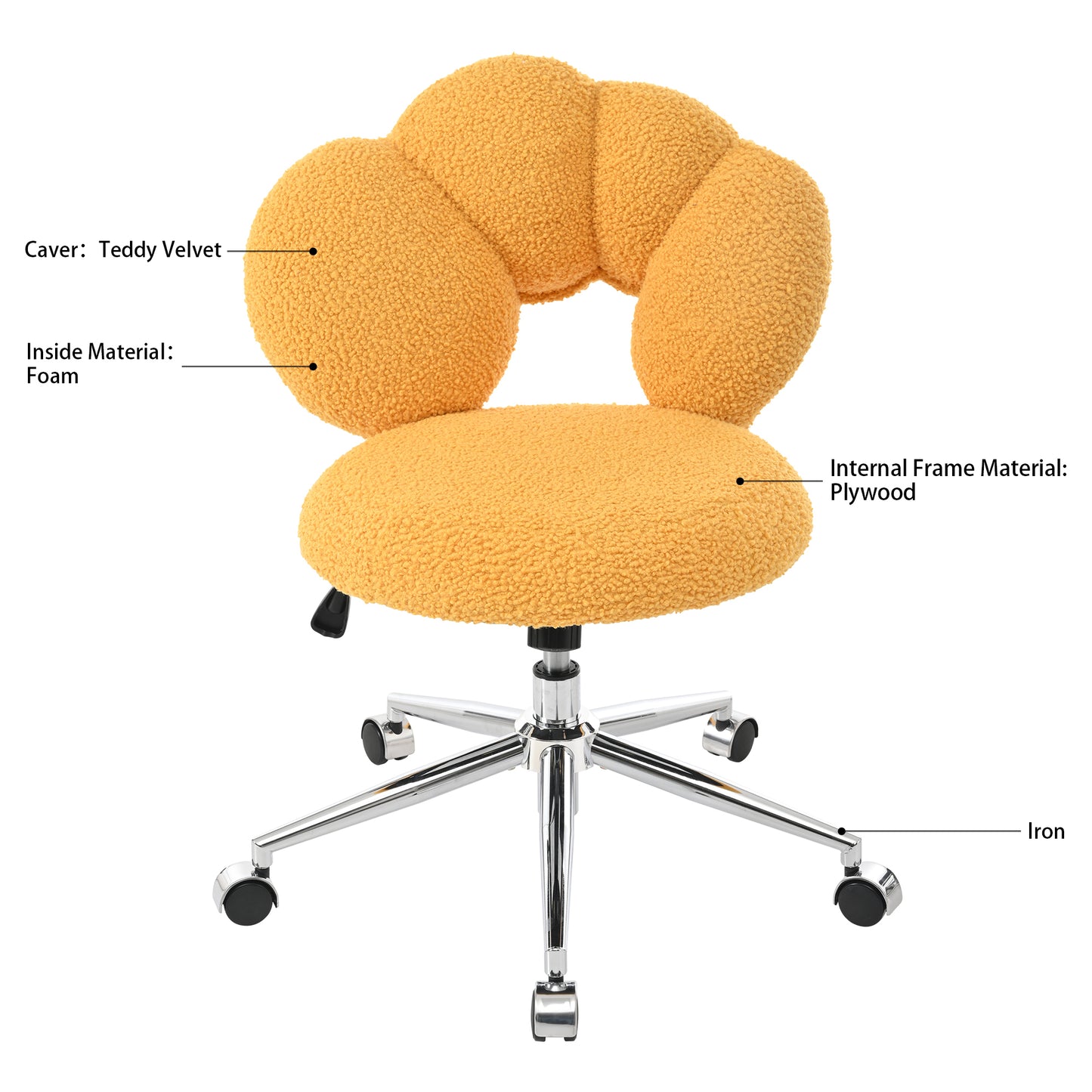 360°Swivel Height Adjustable,Swivel Chair,Teddy fabric,home office chair