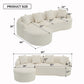 LY-022 GREY COMPRESSION SOFA Combining Chaise Longue With 3-seater, Wood Grain Chenille Fabric, Full Sponge Compression Sofa, combined Sofa With 4 Pillows