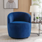 Velvet Fabric Swivel Accent Armchair Barrel Chair With Black Powder Coating Metal Ring,Blue