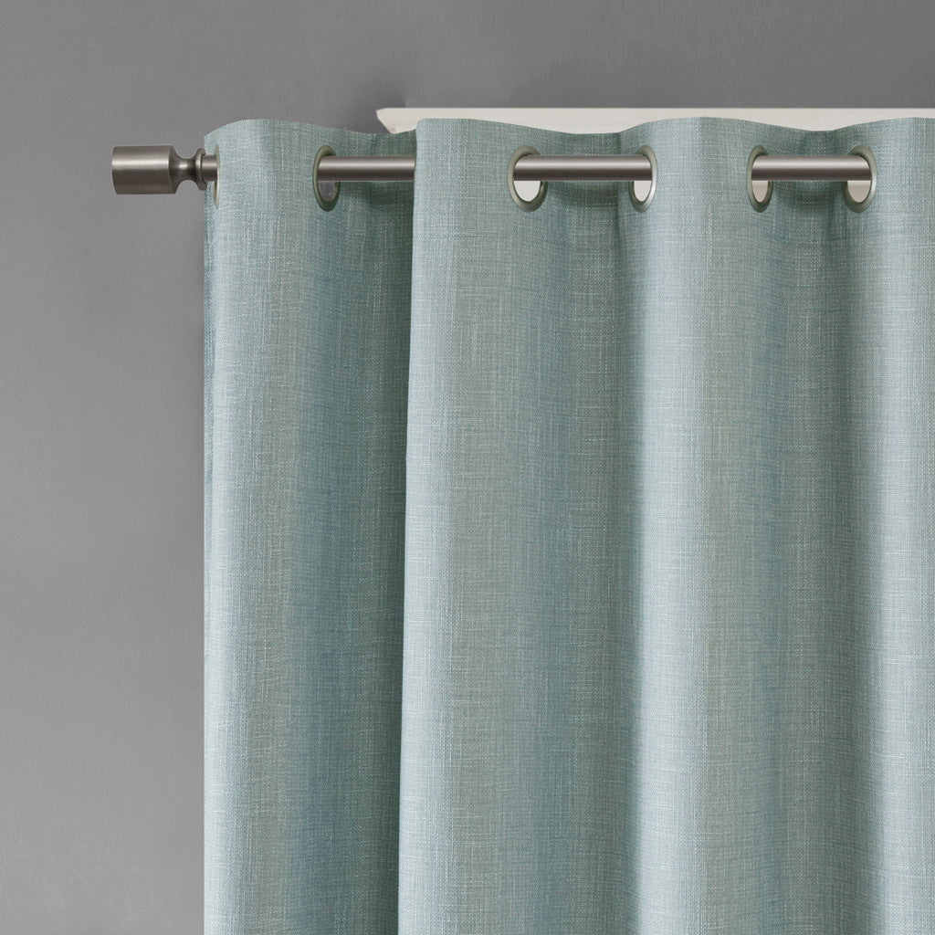 Printed Heathered Blackout Grommet Top Curtain Panel