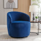 Velvet Fabric Swivel Accent Armchair Barrel Chair With Black Powder Coating Metal Ring,Blue