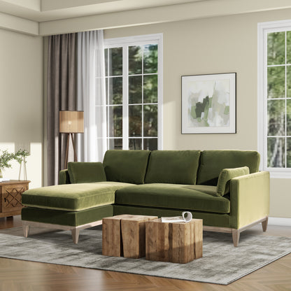 Knox 89' Modern Farmhouse Reversible Chaise Sectional Sofa, French Beige Performance Velvet