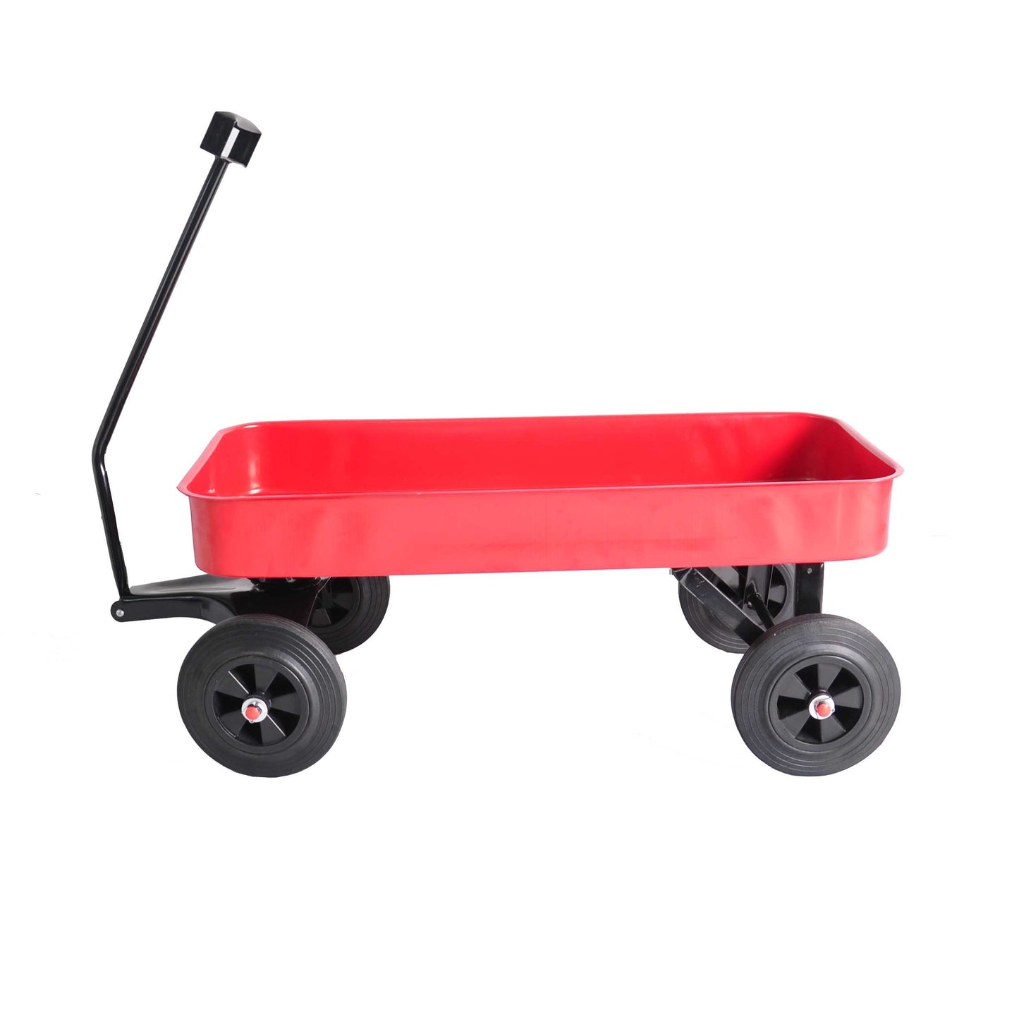 Garden cart Reuniong  Railing,  solid Wheels, All Terrain Cargo Wagon with 280lbs Weight Capacity, Red