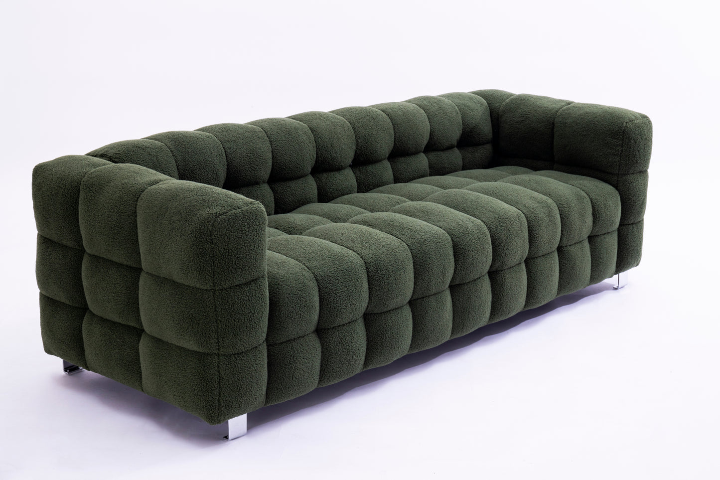 Sofa includes two pillows 80" green fleece