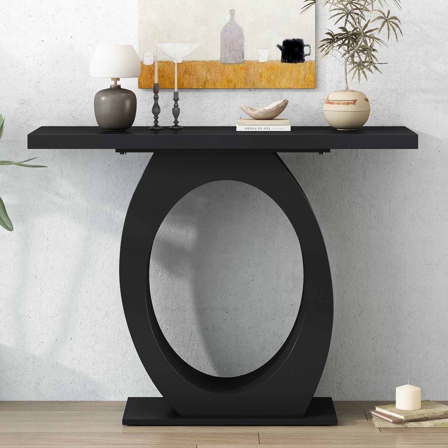 Mirod Stylish Modern Console Table with Egg-Shaped Base, Enhanced Stability and Durability, Sleek Design for Home Decor