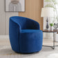 Velvet Fabric Swivel Accent Armchair Barrel Chair With Black Powder Coating Metal Ring,Blue