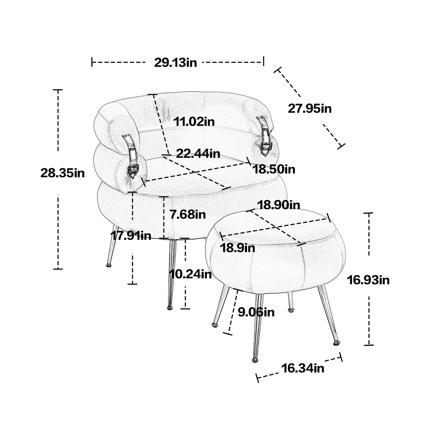 Velvet Accent Chair Modern Upholstered Armchair Tufted Chair with Metal Frame, Single Leisure Chairs  for Living Room Bedroom