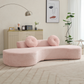 105.5''Curved Sofa, Modern Minimalist Sofa, Cloud Couch Sofa 3-4 Seater Couch with 2 Pillows,Bedroom,  No Assembly Required, Point-shaped corduroy, (Anti-Wrinkle) Pink