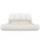 Queen Size Luxury Upholstered Bed With Thick Headboard, Leather Queen Bed with Oversized Padded Backrest, White(Expect Arrival Date 2024/3/27)