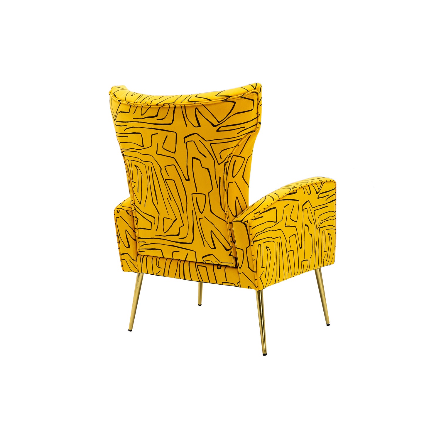 Yellow Accent Chair, leisure single chair with Rose Golden feet