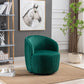 Velvet Fabric Swivel Accent Armchair Barrel Chair With Black Powder Coating Metal Ring,Green