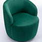 Velvet Fabric Swivel Accent Armchair Barrel Chair With Black Powder Coating Metal Ring,Green