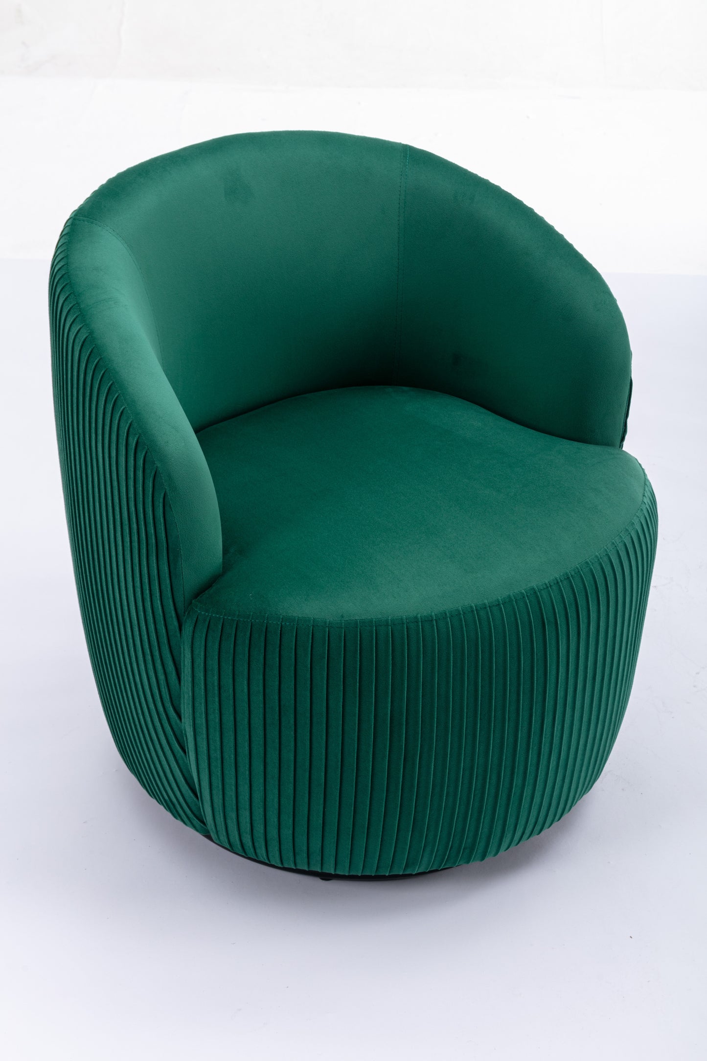 Velvet Fabric Swivel Accent Armchair Barrel Chair With Black Powder Coating Metal Ring,Green