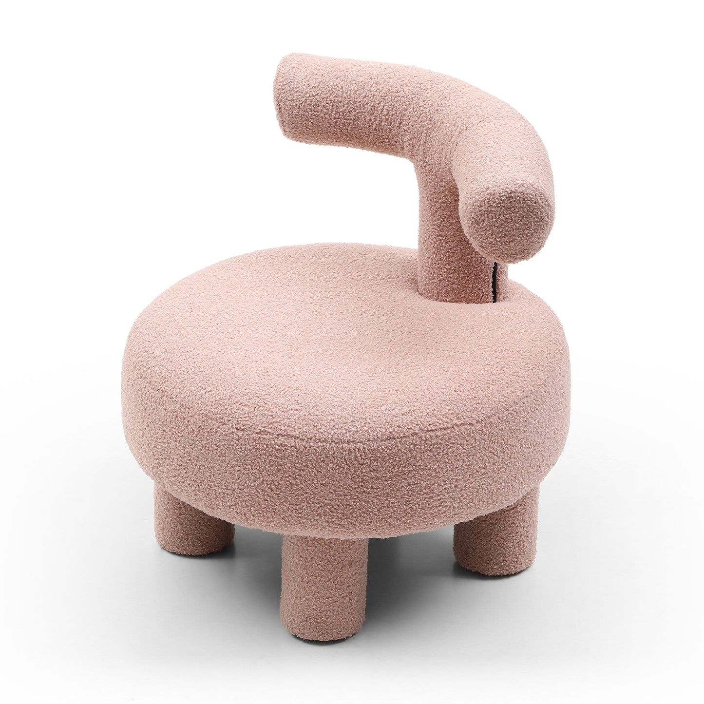 24.4" Width Modern Sherpa Fabric Chair Upholstered Creative Ottoman Pouf Fuzzy Sofa Footrest Stool Reading Chair Kids Furniture Chair