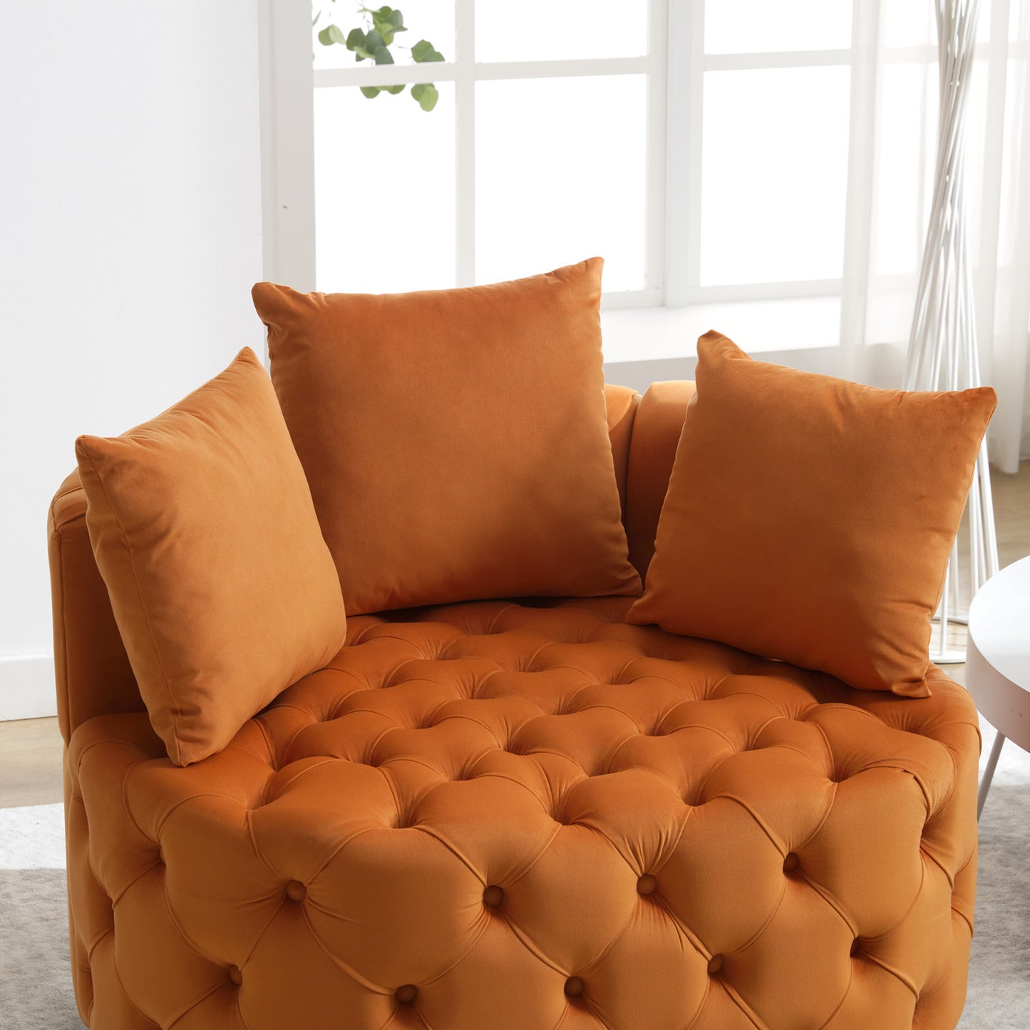 Width 40.6 inches  Accent Chair / Classical Barrel Chair for living room / Modern Leisure Sofa Chair (Orange)