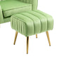 Velvet Accent Chair with Ottoman, Modern Tufted Barrel Chair Ottoman Set for Living Room Bedroom, Golden Finished, Grass Green