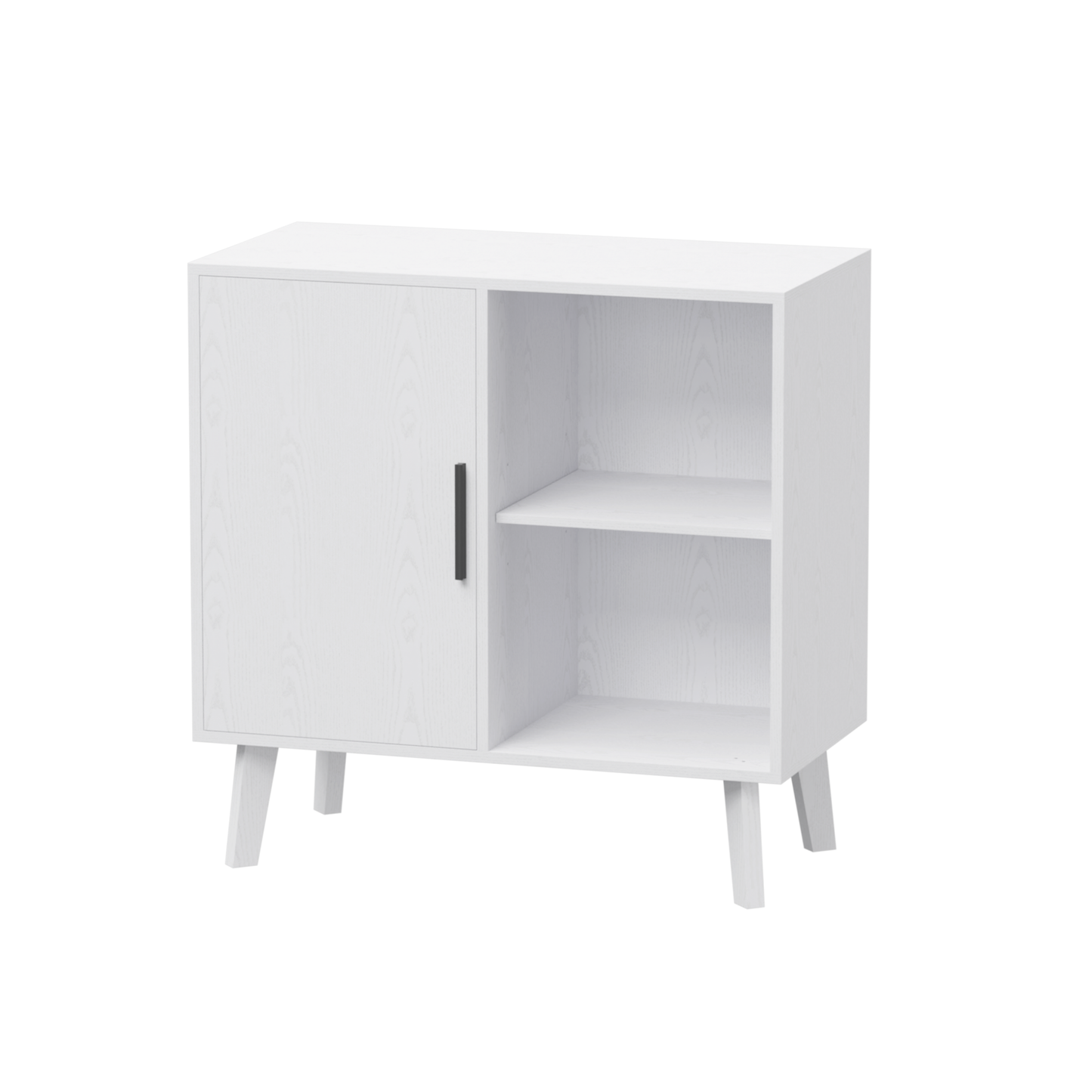 Wood Storage Cabinet, Modern Accent Buffet Cabinet, Free Standing Sideboard and Buffet Storage with Door and Shelves, Buffet Sideboard for Bedroom, Living Room, Kitchen or Hallway (White)