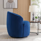 Velvet Fabric Swivel Accent Armchair Barrel Chair With Black Powder Coating Metal Ring,Blue