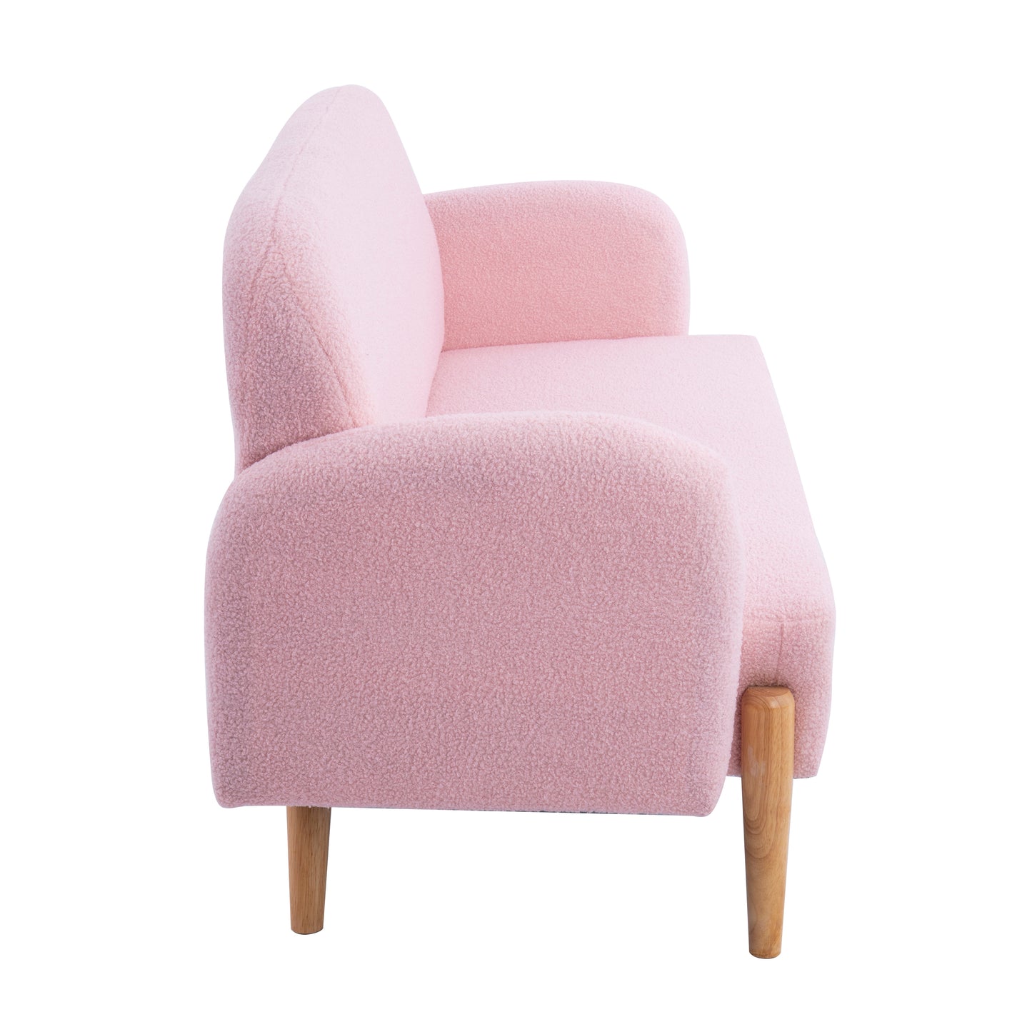 59.1" Teddy Velvet Pink Two-Seater Sofa with Three Lumbar Pillows