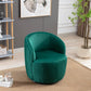 Velvet Fabric Swivel Accent Armchair Barrel Chair With Black Powder Coating Metal Ring,Green