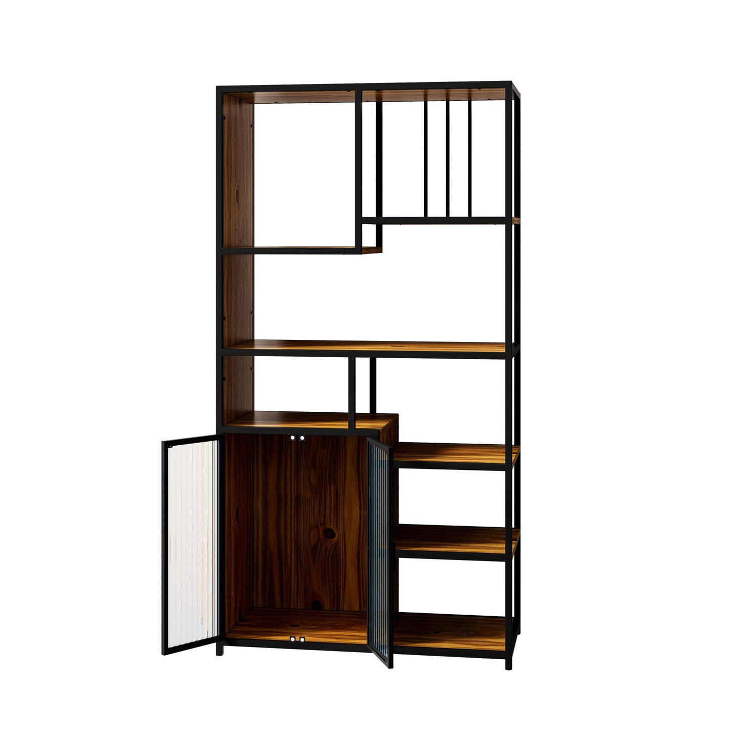 Multipurpose Bookshelf Storage Rack,  with Enclosed Storage Cabinet,for Living Room,Home Office,Kitchen(Combined Type)