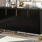 Modern sideboard with Four Doors, Metal handles & Legs and Adjustable Shelves Kitchen Cabinet (Black)