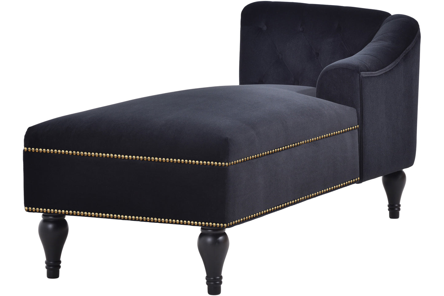 58''Velvet Chaise Lounge,Button Tufted Right Arm Facing Lounge Chair with Nailhead Trim & Solid Wood Legs