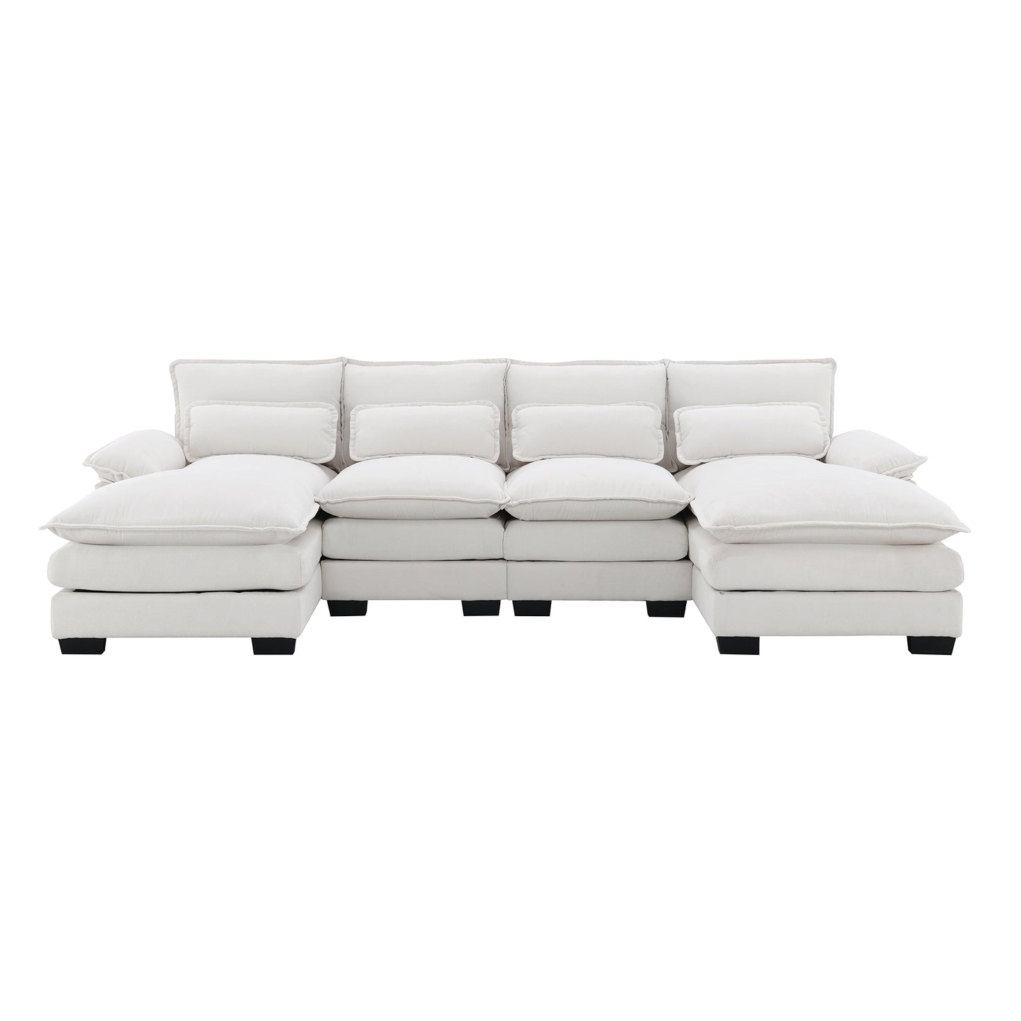 109.8*55.9" Modern U-shaped Sectional Sofa with Waist Pillows,6-seat Upholstered Symmetrical Sofa Furniture, Sleeper Sofa Couch with Chaise Lounge