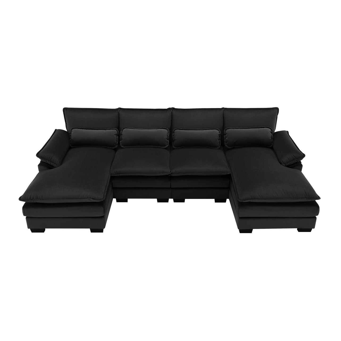 110*55" Modern U-shaped Sectional Sofa with Waist Pillows,6-seat Upholstered Symmetrical Sofa Furniture, Sleeper Sofa Couch with Chaise Lounge