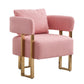 TS Modern decorative chair, living room side chair with gold metal legs, Teddy fleece upholstered metal foot sofas 2PCS Pink