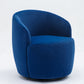 Velvet Fabric Swivel Accent Armchair Barrel Chair With Black Powder Coating Metal Ring,Blue