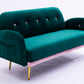 Sofa includes 2 pillows 58" green velvet sofa