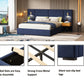Queen Size Velvet Bed Frame/Vertical Channel Tufted Wingback Headboard/Upholstered Platform Bed/Strong Wooden Slats/No Box Spring Needed/Easy AssemblyRoyal blue