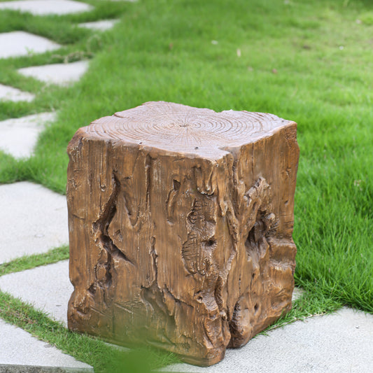 Amira Outdoor And Indoor Stump Shape MGO Side Table, Brown Finish