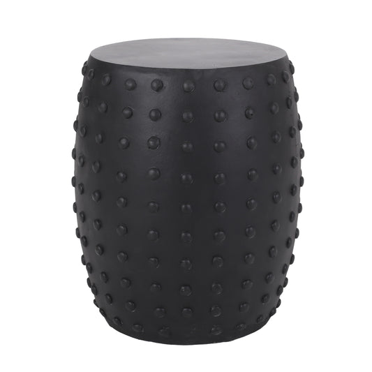 Outdoor End Table with Outstanding Studded Design, Matte Black