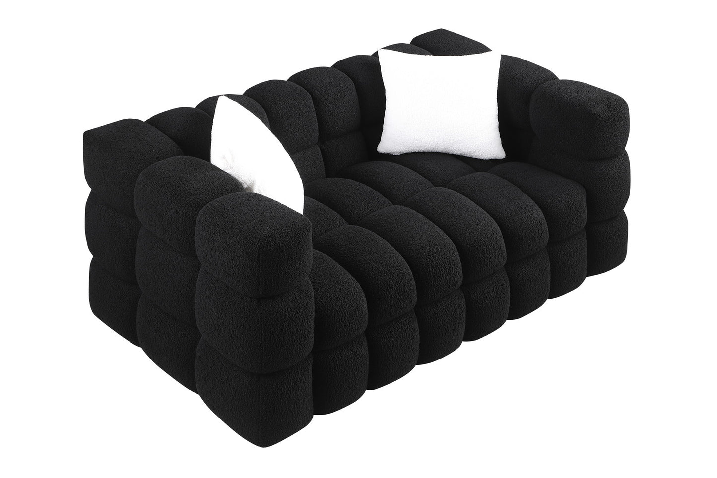 62.2 Length ,35.83" depth, sofa, boucle sofa, 3-seater