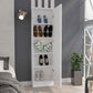 Leto Xl Shoe Rack, Mirror, Five Interior Shelves, Single Door Cabinet -White