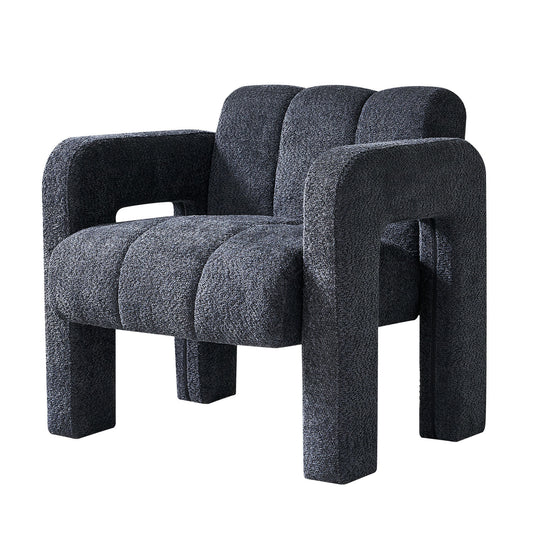 Modern Boucle Upholstered Accent Chair, Comfortable Seating, Dark Grey, Solid Wood, 31.10' Wide