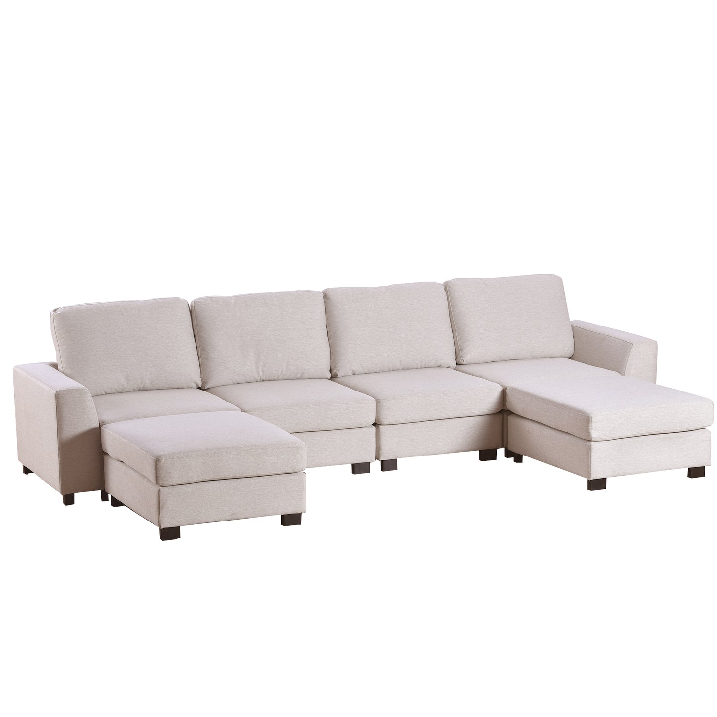 U_STYLE 3 Pieces U shaped Sofa with Removable Ottomans