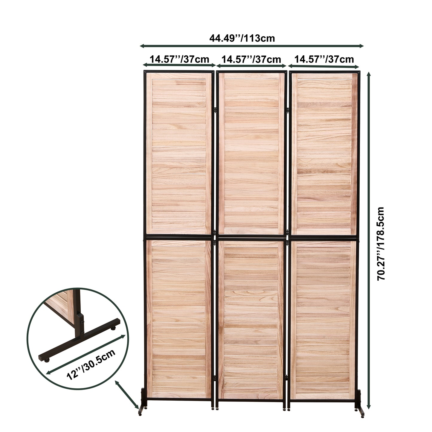 3 Panel Room Dividers and Folding Privacy Screen Natural Wooden Room Partitions 6ft Wall Divider for Room Separation (Natural)