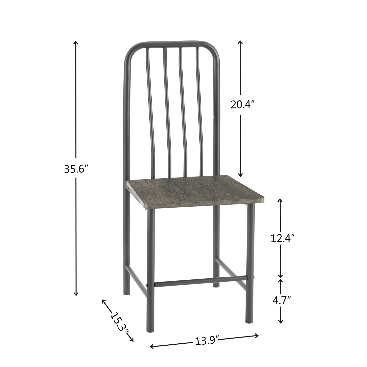 Dining Set for 2, Square Glass Tempered Dining Table with 4 Legs and 2 Metal Chair - Black & Brown