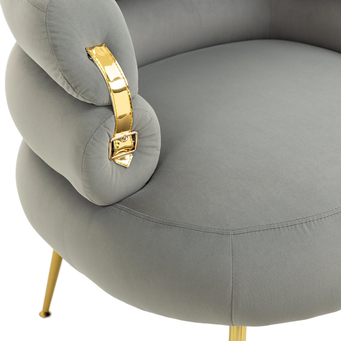 Velvet Accent Chair Modern Upholstered Armchair Tufted Chair with Metal Frame, Single Leisure Chairs