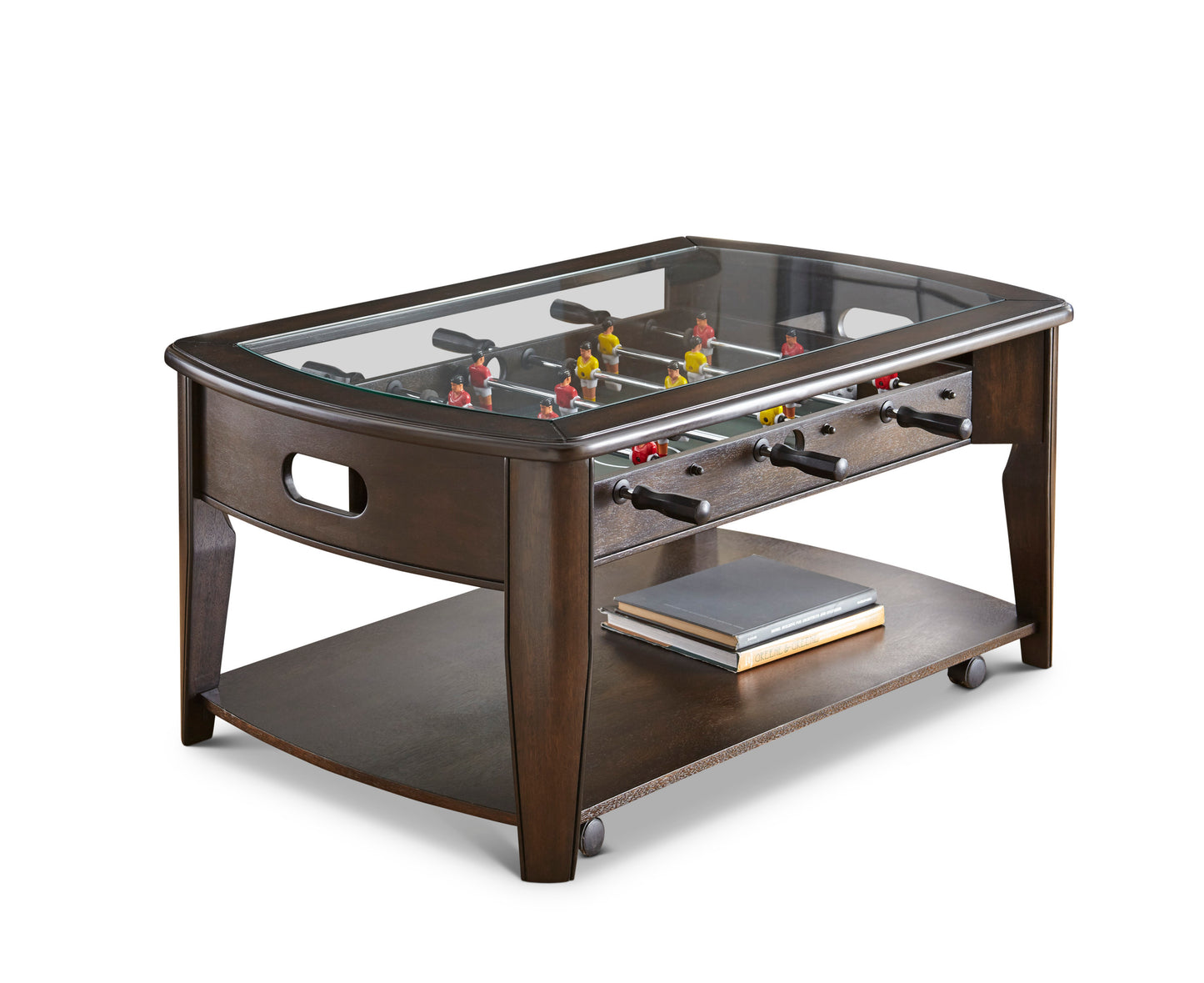 Foosball Cocktail Table - Tempered Glass Insert, Locking Casters, Fully Operational Game - Fun Addition to Game or Living Room