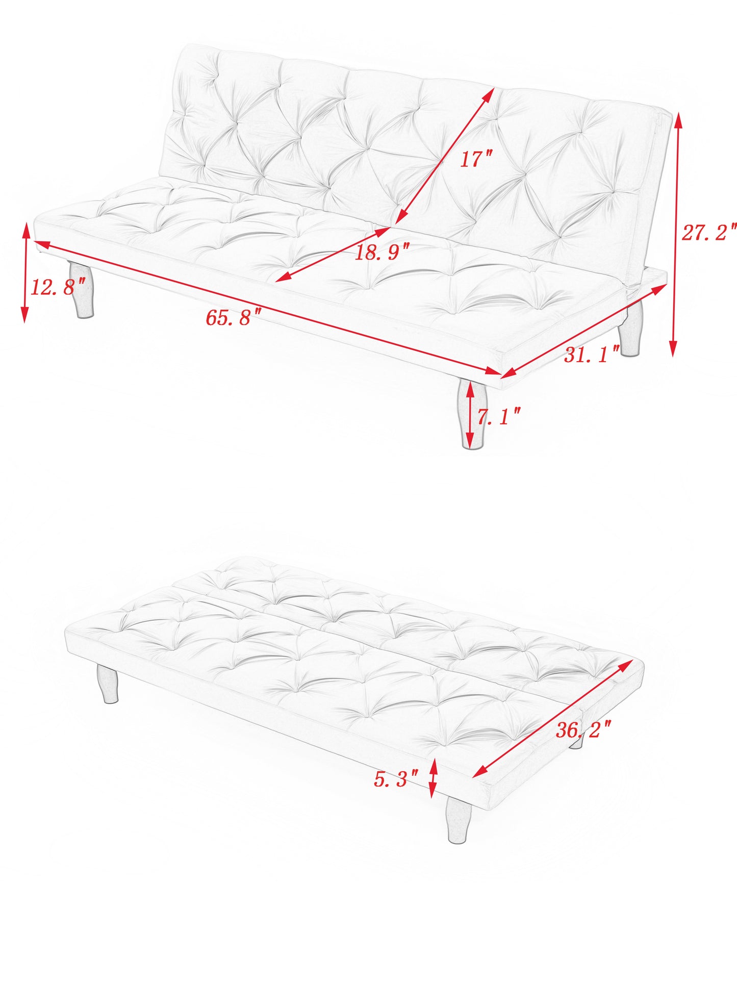 Sofa converts into sofa bed 66" green velvet sofa bed