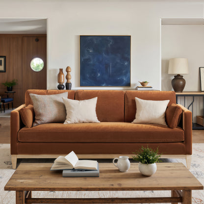 Knox 84' Modern Farmhouse Sofa, Burnt Orange  Performance Velvet