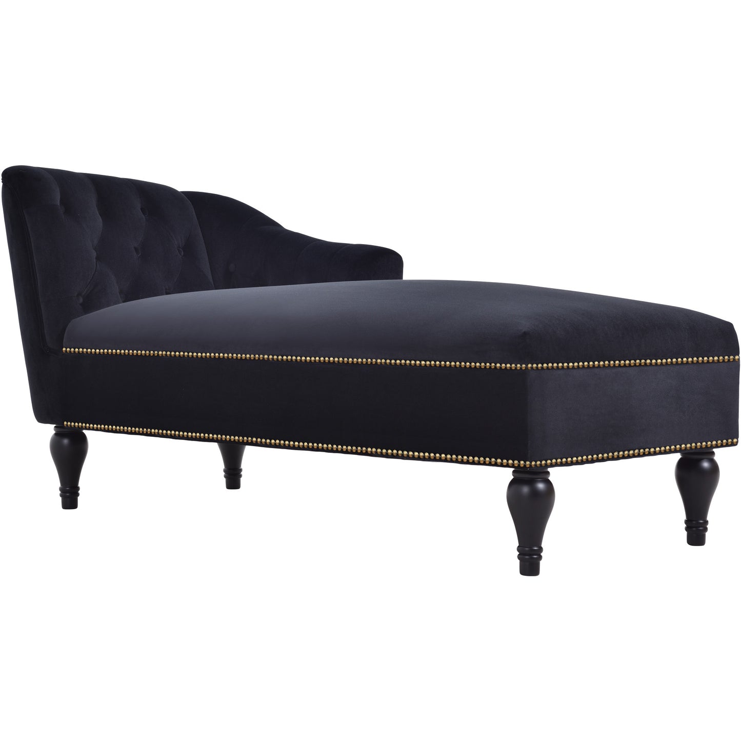 58''Velvet Chaise Lounge,Button Tufted Right Arm Facing Lounge Chair with Nailhead Trim & Solid Wood Legs