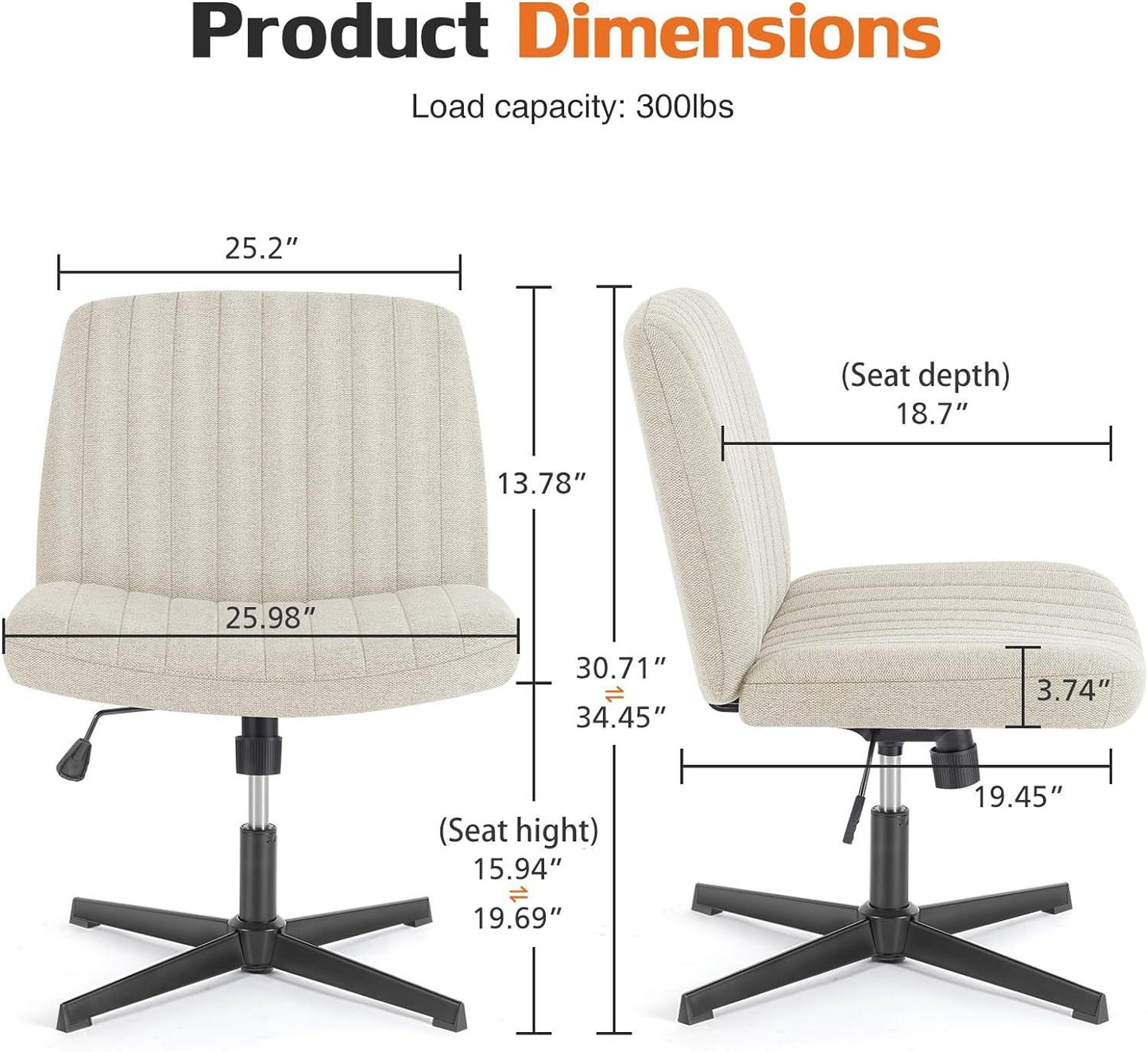 No wheels Viral Criss Cross Chair Plus Size Armless Swivel Home Office Chair Sit Cross-legged Desk Chair